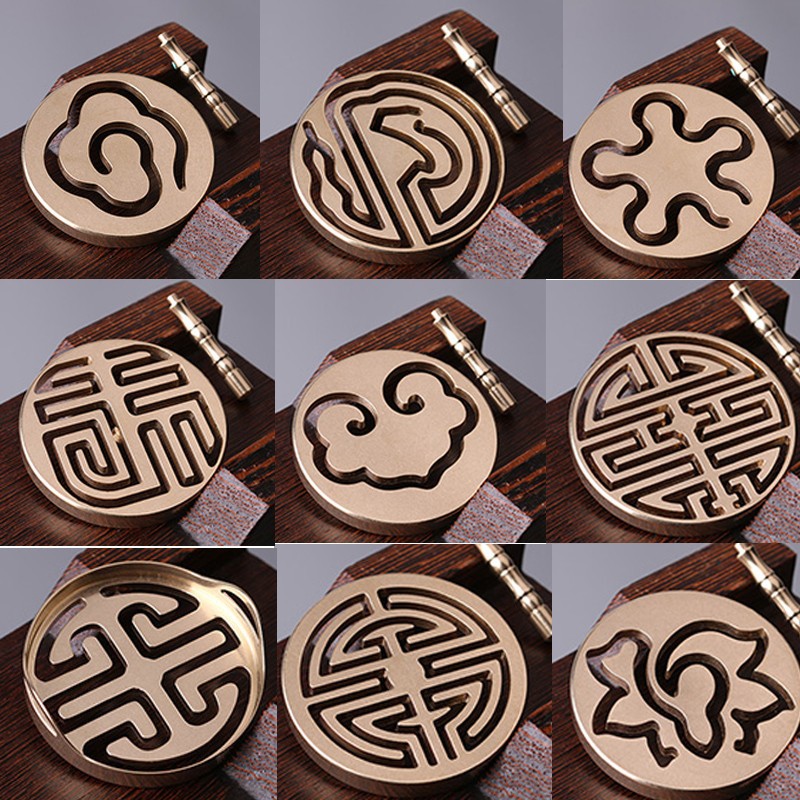 Pure copper incense seal incense way set supplies tools Gray pressure 12 Zodiac playing incense mold sink sandalwood powder incense incense burner