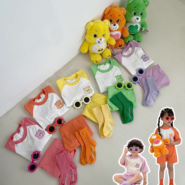 Baby summer clothes children's short sleeve suit summer boys and girls two-piece children's clothes Korea sister clothes wholesale