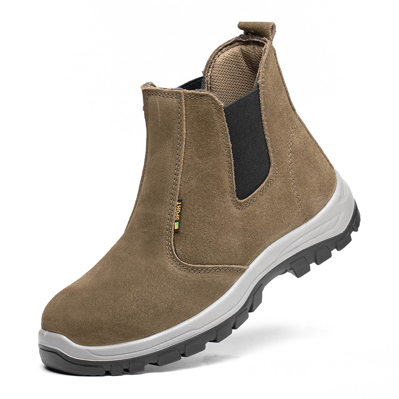Factory wholesale labor protection shoes men's cowhide breathable steel toe anti-smash anti-puncture wear-resistant solid bottom welding work shoes