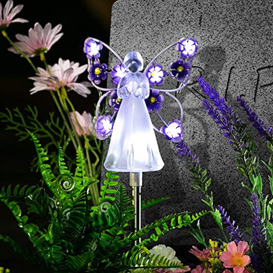 Amazon New Solar Angel Garden Lights Outdoor Decorative Angel Solar Lights Courtyard Garden Floor Insert Lights