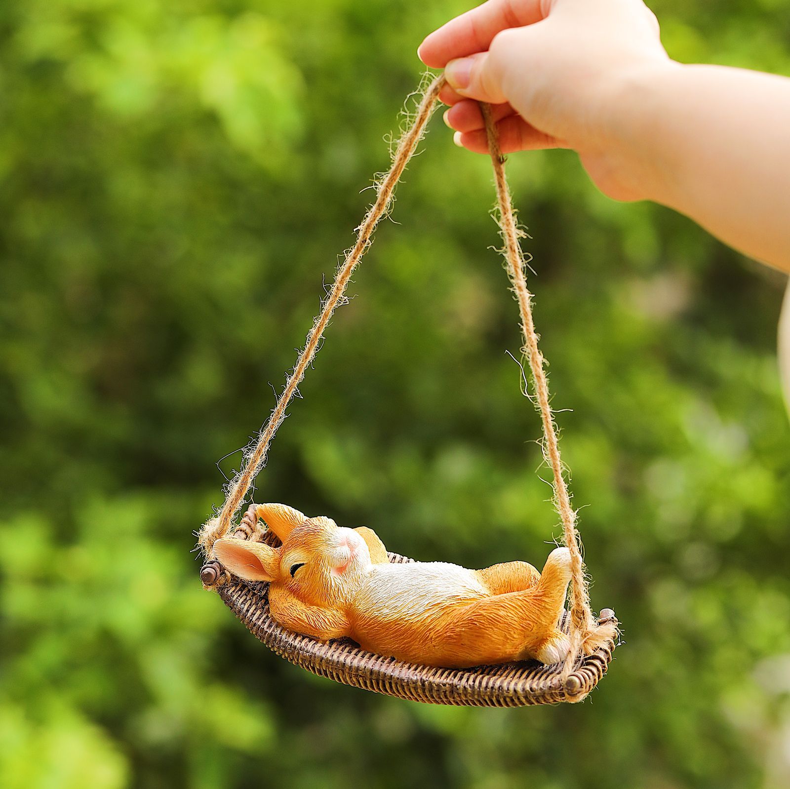 Cross Border Swing Sleeping Rabbit Pendant Cute Animal Garden Statue Outdoor Patio Decoration Easter Gift