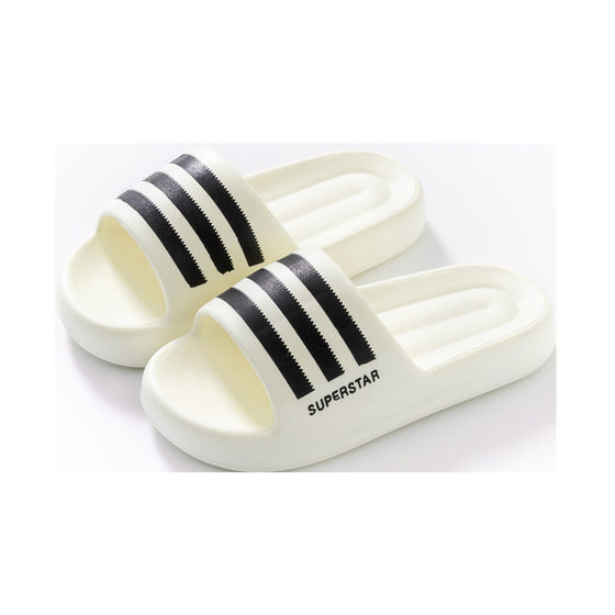 [Three bars thick bottom slippers for men and women] EVA mute slippers non-slip wear-resistant non-fading bath slippers couple slippers