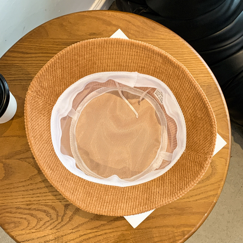 Corduroy fisherman hat custom embroidered logo autumn and winter versatile Street outdoor sun protection basin hat printing