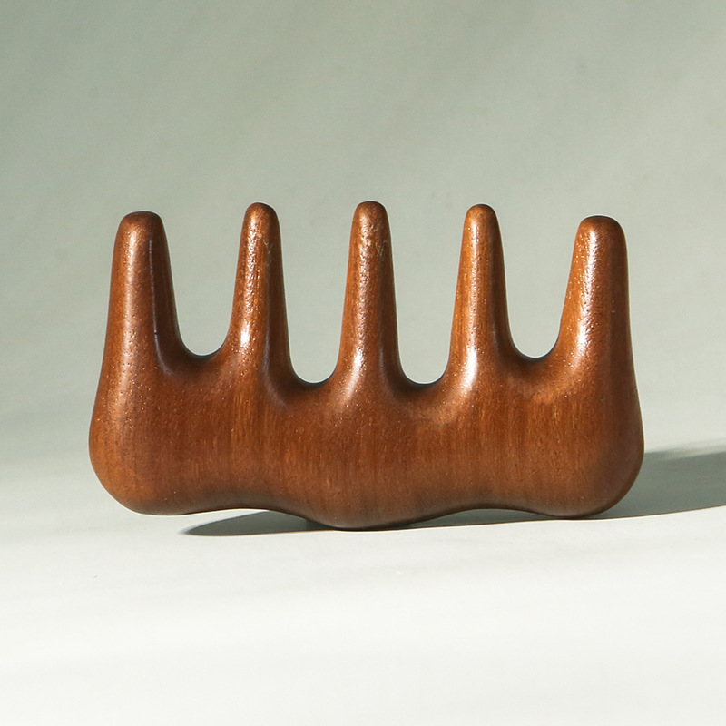 Golden sandalwood five-tooth meridian massage comb green sandalwood head massage comb five-claw Meridian comb dolphin massage comb