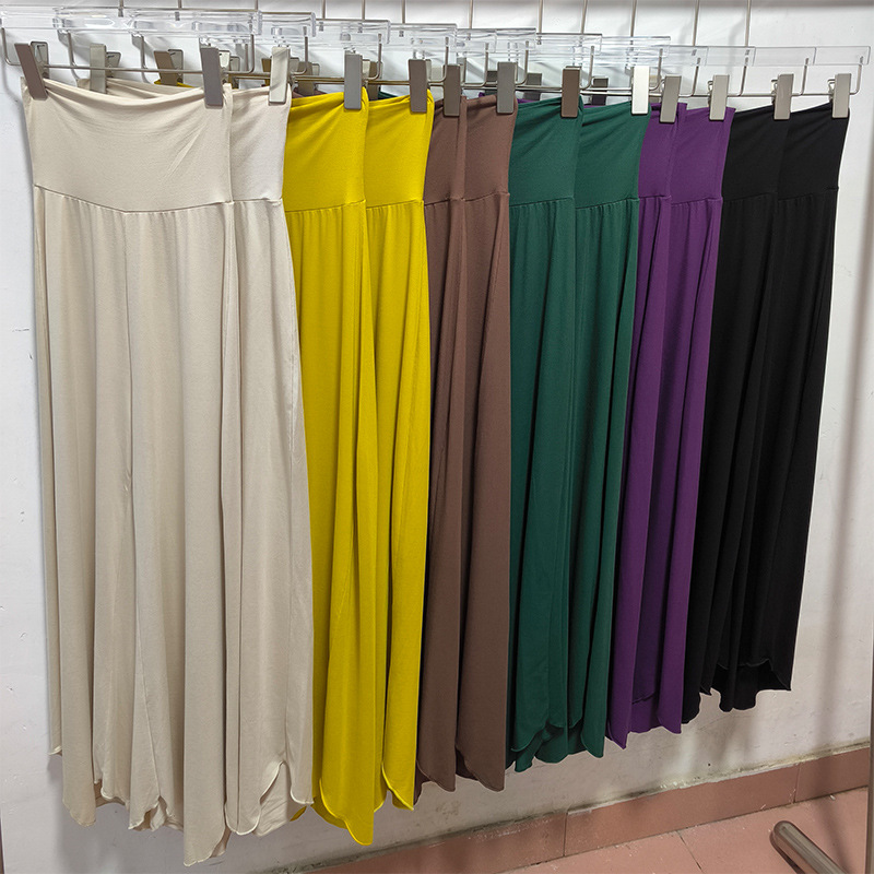 Bali Yoga Pants Bamboo Fiber Wide Leg Pants Foreign Trade Factory High Waist Loose Naked Breathable Irregular Legs