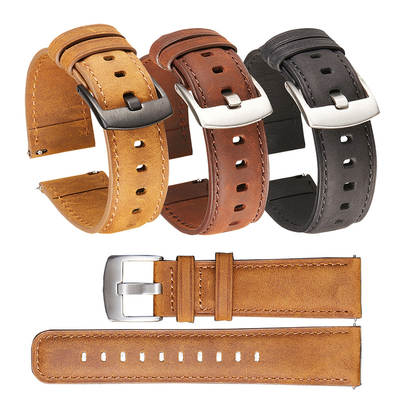 In stock Crazy Horse leather watch strap smart quick release watch strap matte leather leather watch strap soft 20/22m