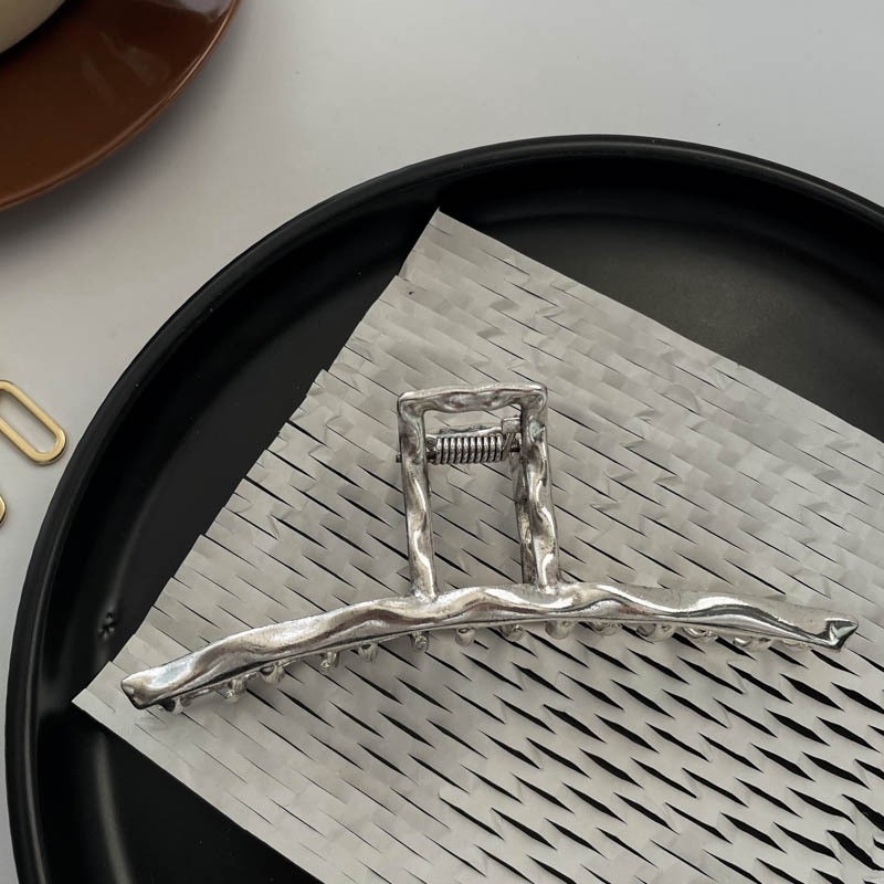Fermaglio per capelli in metallo argentato Fermaglio per capelli a disco Grande volume per capelli Fermaglio per squalo di alta qualità Accessori per capelli coreani Copricapo Fermaglio per capelli per donne_voghion.com