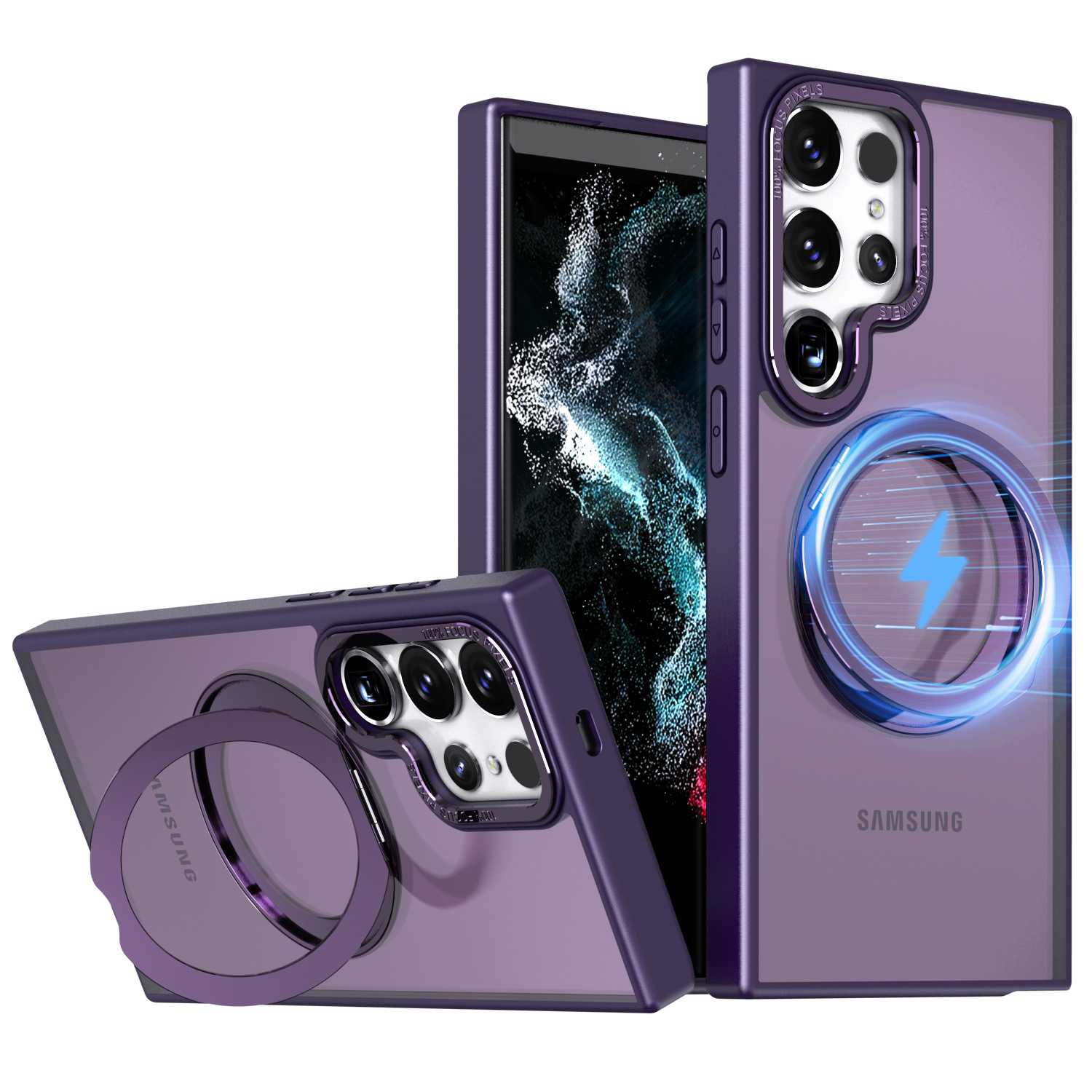 Applicable to Samsung S24Ultra Chaofan Wing B mobile phone shell magnetic bracket metal lens S22 + protective cover 3