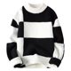 Autumn and Winter half turtleneck knitted bottoming shirt men's fashion brand contrast color sweater youth casual all-matching trendy top