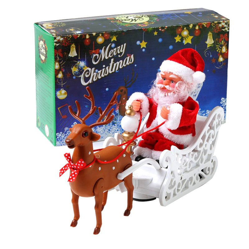Deer pull car music Electric Santa Claus children's toy Christmas gift desktop Christmas decoration Christmas decoration