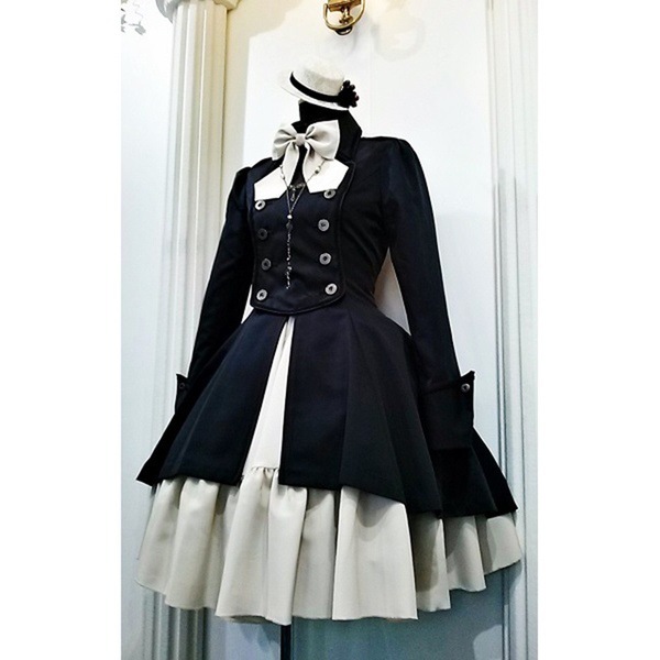 wish Hot Medieval Renaissance Vintage Bow Long Sleeve Ruffled cosplay Dress MI1624