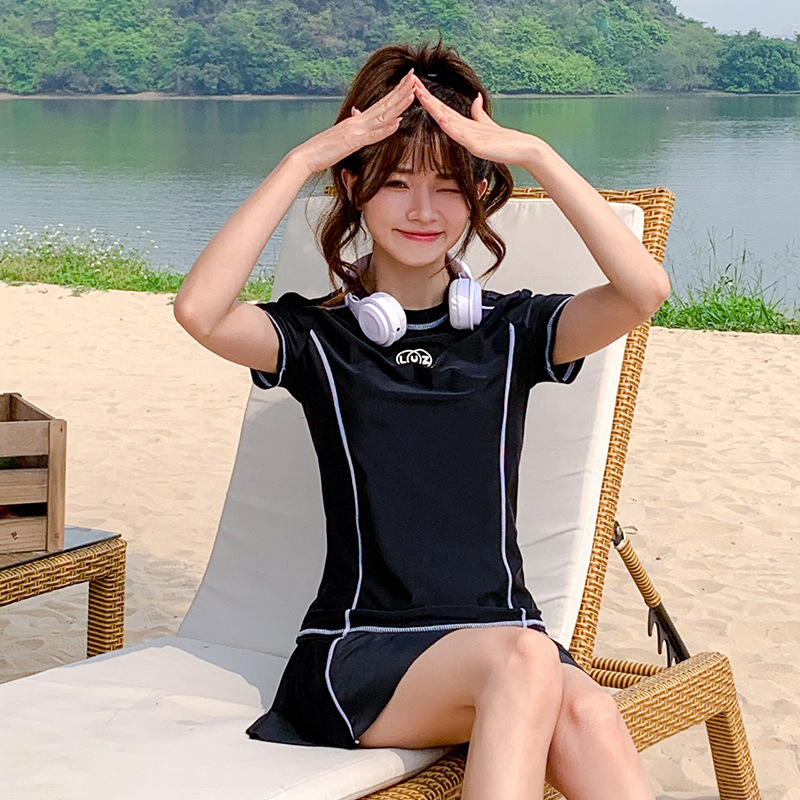 Couples Swimsuit New Split Skirt Swimsuit Women's Conservative Large Size Men's Pants Foreign Trade AliExpress Amazon