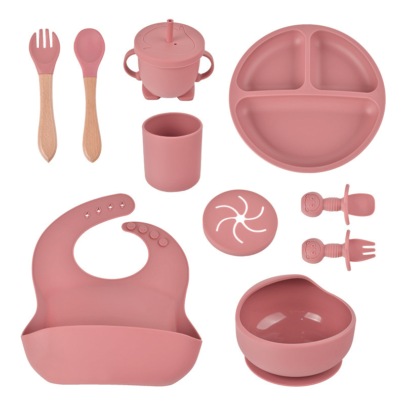 宝宝硅胶餐具套装婴儿学吃饭辅食餐具自主进食吸盘碗一体儿童餐盘