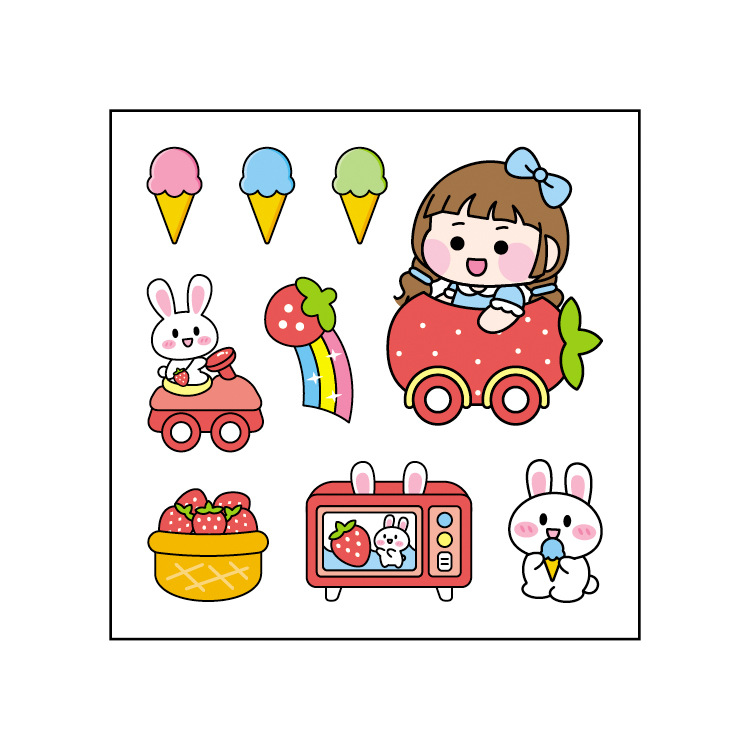 Korean ins Hand Account Sticker Set DIY Creative ins Cute Hand Account Book Girl Decoration Mobile Phone Thermos Sticker