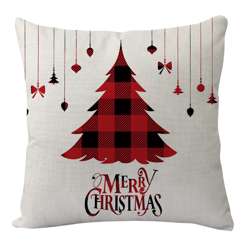 Christmas pillowcase Amazon cross-border exclusive plaid elk cushion home decoration ins style black and red plaid