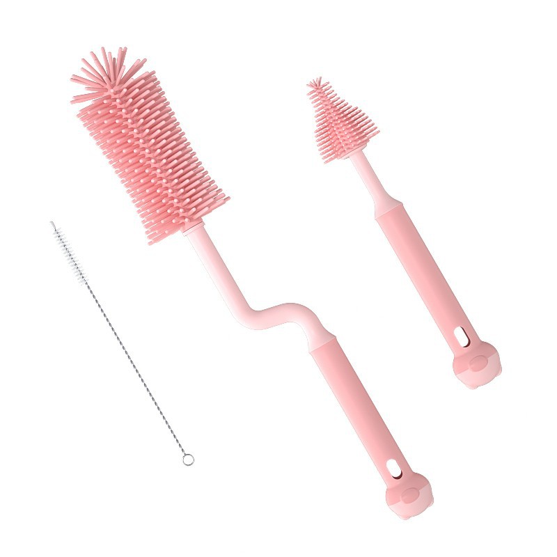 Silicone Baby Bottle Brush Baby Nipple Brush Suction Brush Rotary Bottle Brush Rinse Cleaning Brush Cleaning Brush Set