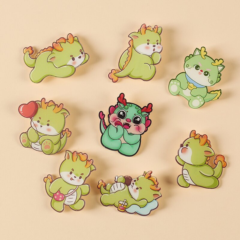 Cartoon dragon year acrylic brooch dragon badge backpack accessories gift patch gift