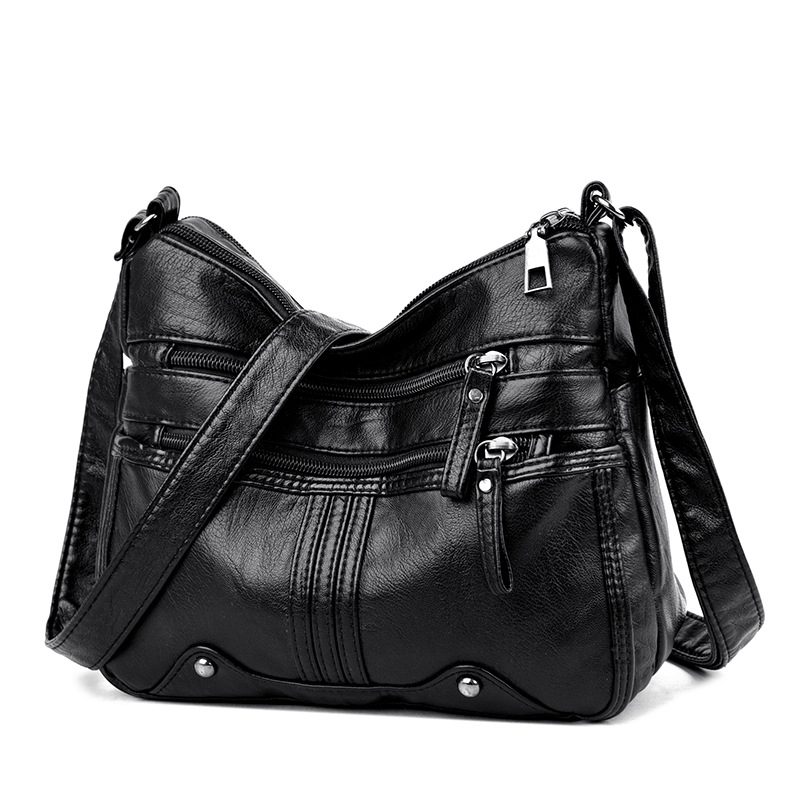 Middle-aged and Elderly Women's Bag Soft Leather Shoulder Crossbody Bag Middle-aged Casual Women's Backpack 2021 New Multi-compartment Women