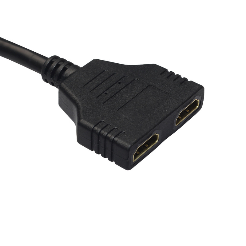 黒のフラット ダブル HDMI スプリッター ケーブル 0.3 メートルのデジタル コンピューター/コンピューター ケーブル|undefined