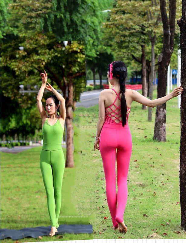 新型ファッション美背ヨガ一体式連体服運動フィットネス服空中ヨガ連体服|undefined