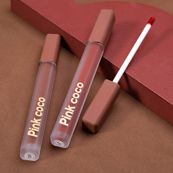 PINK COCO powder mist lip glaze silky matte matte lipstick semi-stick Cup rich lip gloss student lip