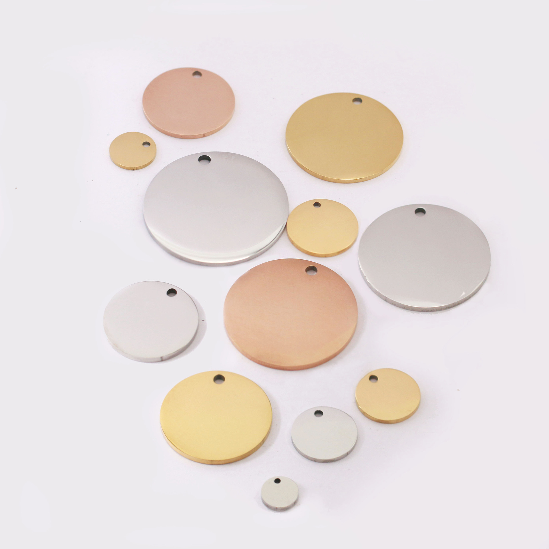 Stainless Steel Mirror Finely Polished Round Brand Pendant Engraving Round Round Piece Dog Brand Jewelry Accessories Vacuum Plating