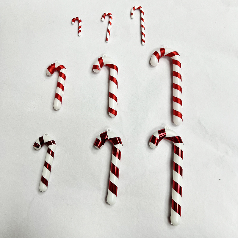 Cross-border direct sales plastic small crutch red and white cane windmill candy hook crutch Christmas tree decorative crutch accessories_voghion.com
