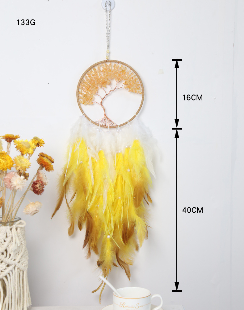 Tree of Life Dream Catcher Gravel Craft Decoration Gift Wind Chimes Pendant Room Indoor Home Decoration Dream Catcher