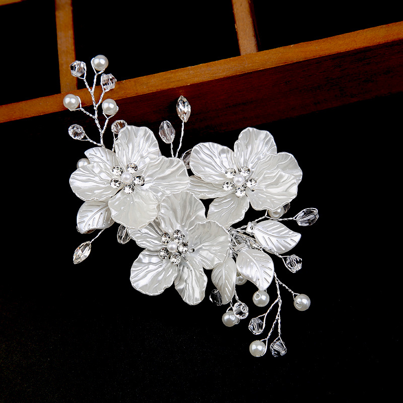 Petal Handmade Dress Women's Side Clip Jewelry Pearl Head Flower Hair Headwear Wedding Accessories Hairpin