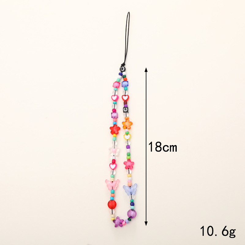 Hot Selling Internet Celebrant Beaded Love Phone Chain Anti-drop Anti-drop Mobile Phone Case diy Pearl Hanging Chain Short Mobile Phone Lanyard