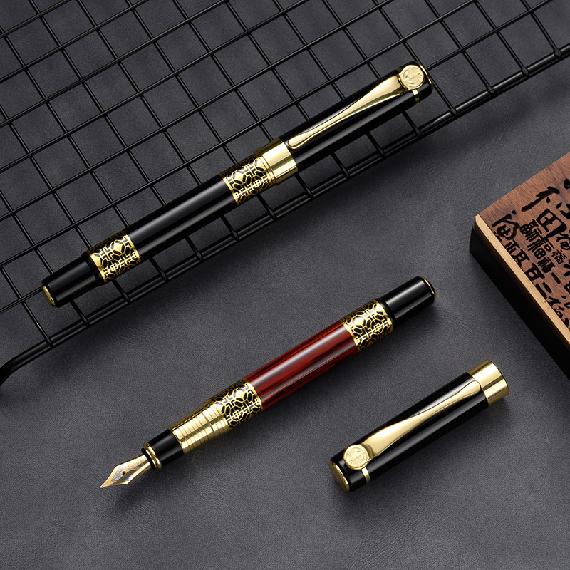 In stock wood grain metal pen printing logo business advertising gift pen adult student calligraphy calligraphy pen wholesale