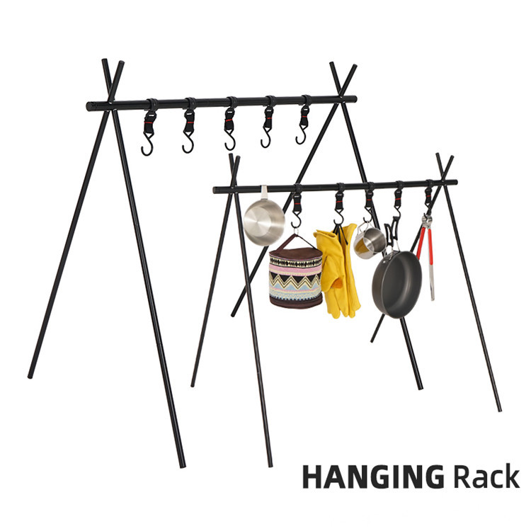 Outdoor aluminum alloy portable camping rack folding ultra-light camping tripod travel sundries hanger