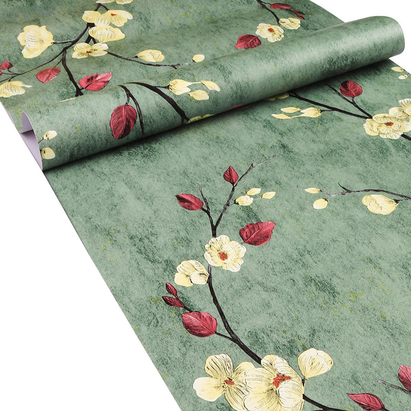 Dormitory Wallpaper TV Wall Decoration Self-sticking New Chinese Style Wallpaper Household Wall Cloth Cabinet Refurbished Wall Cloth Self-adhesive Thickened Wall Cloth