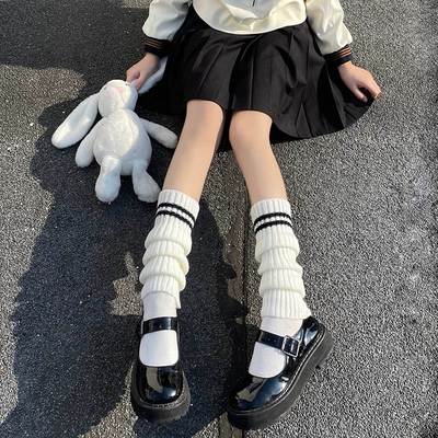 JK socks cross-border new sheath knitted striped Lolita sleeves Lolita knitted cute foot warmer socks