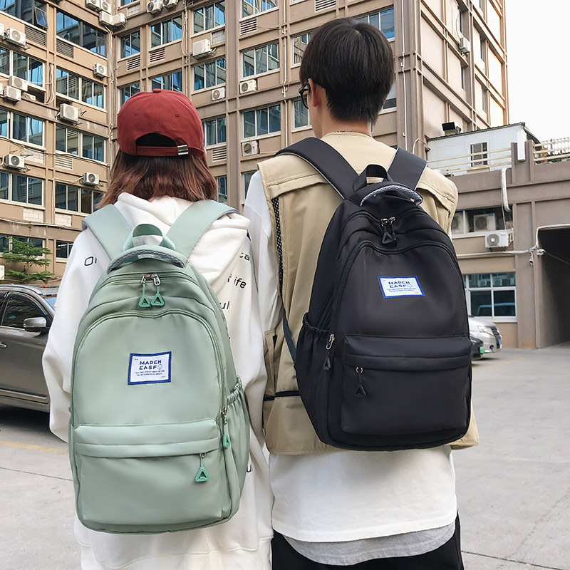 New Schoolbag Female Junior High School High School Students Large Capacity Simple Student Bag College Students Solid Color High Value Backpack