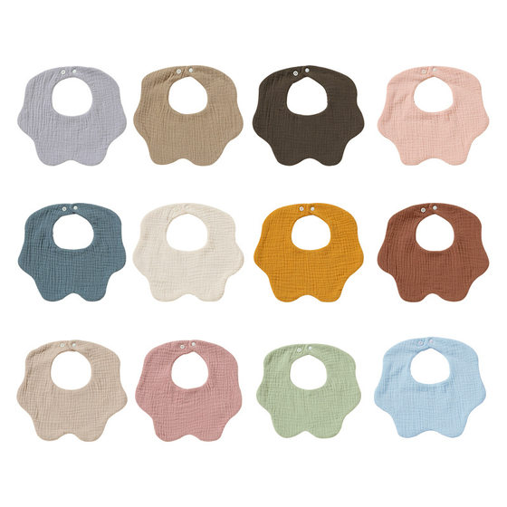 Solid color baby saliva towel Class A pure cotton 6-layer gauze 360 degree children's saliva pocket baby bib absorbent bib