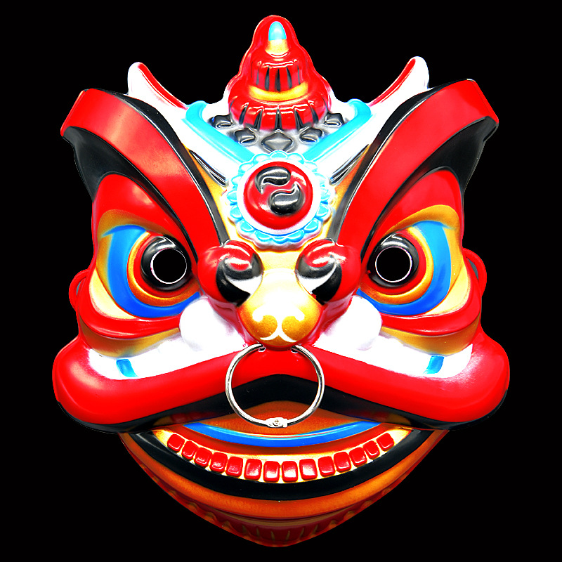 東方雄獅面具醒獅男士全臉手工動獅子面具演出舞台萬聖聖誕節年會