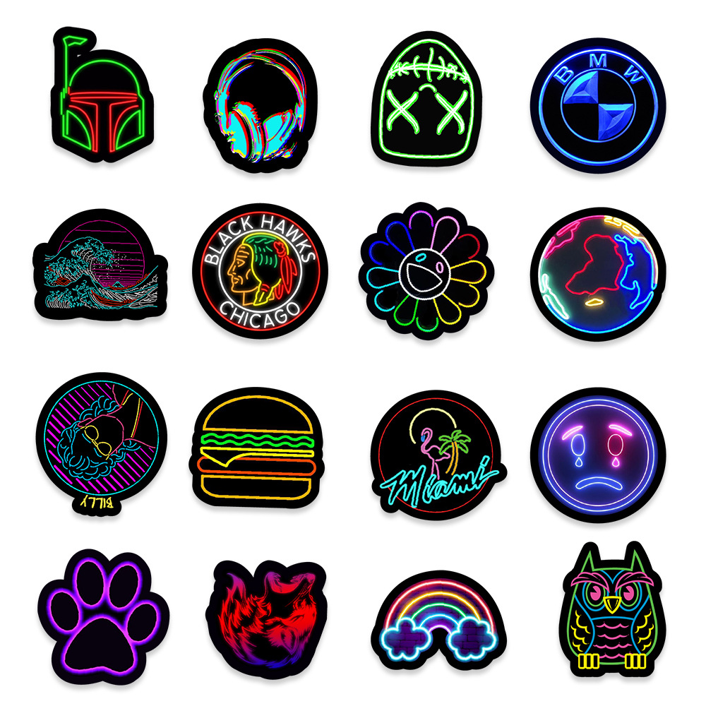 50 new neon graffiti stickers car mobile phone computer notebook Cup decorative stickers wholesale