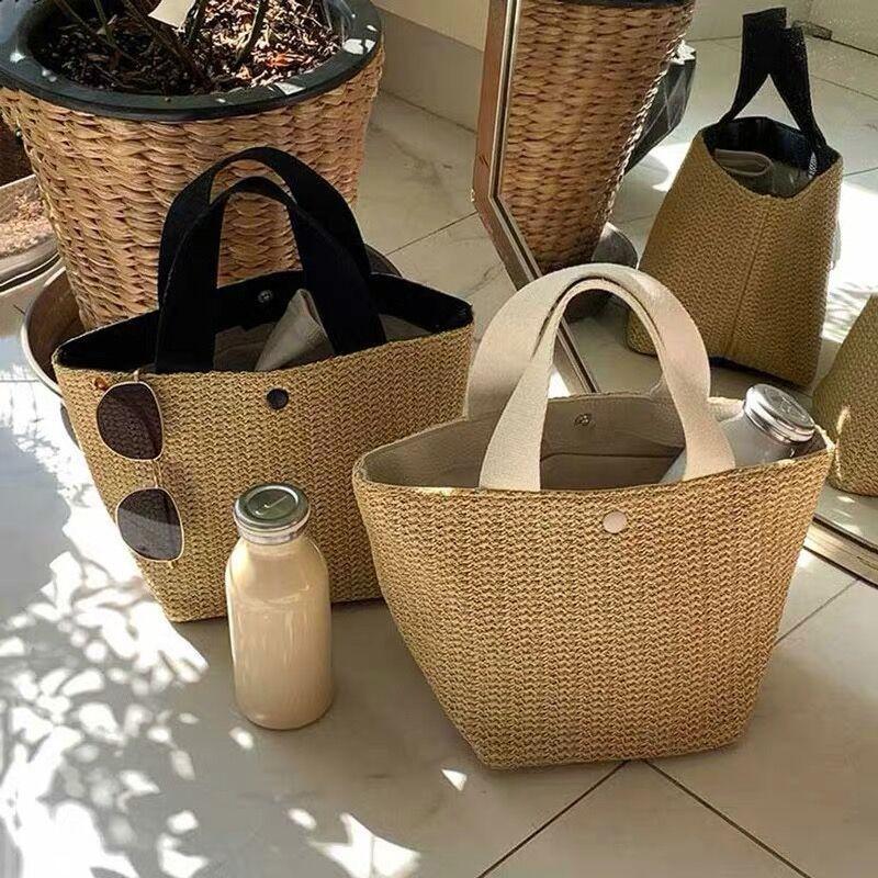 ins2020 new online celebrity seaside summer beach vacation all-match woven bag retro handbag straw bag for women