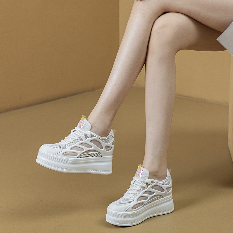 2025 Women's Shoes New Style Platform Mesh Sports Casual Shoes Explosive Internet Celebrous Breathable Trendy White Shoes Sandals