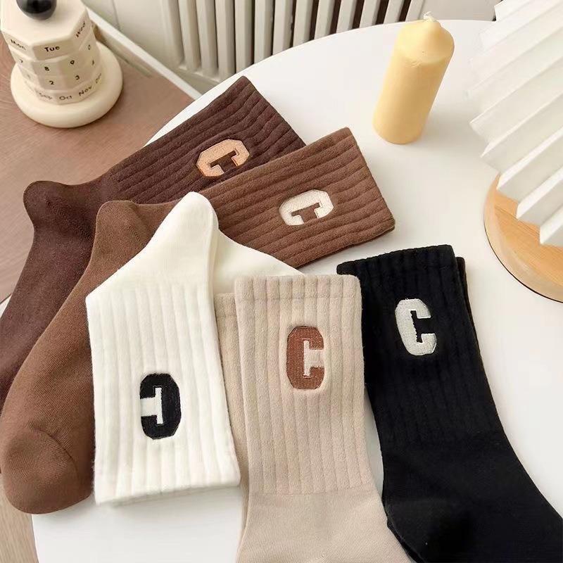 Autumn and winter socks children summer socks C letters cotton socks high pile socks Zhuji stocking sports socks manufacturers wholesale