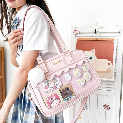 Ava Bag Pain Bag Female Japanese Transparent Badge Soft Girl Student Shoulder Bag College Style Secondary Bag