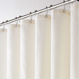Cross-border Hot Selling Waffle Bathroom Curtain Polyester Shower Curtain Japanese Bean Green Simple Waterproof Curtain