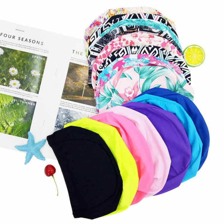 Polyester cloth swimming cap high stretch adult universal color independent packaging cardboard hot spring swimming cap
