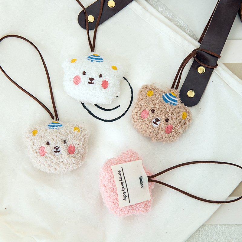 Korean ins Cute Bear Head Doll Bag Pendant Children's Name Distinguished Listing Keychain Bag Hanging Ornaments