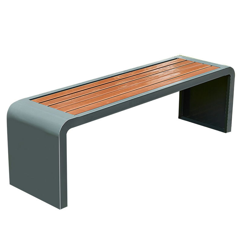 Stainless Steel Park Chair Outdoor Bench Leisure Seat Iron Frame Long Ramp Chair Courtyard Square Open-Air Rest Bench