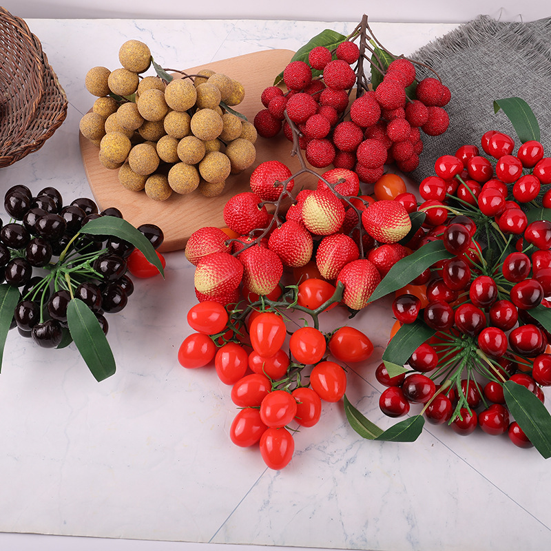 Simulation Fruit String Longan Longan String Virgin Fruit Litchi String Cherry String Shooting Props Fruit Shop Decoration