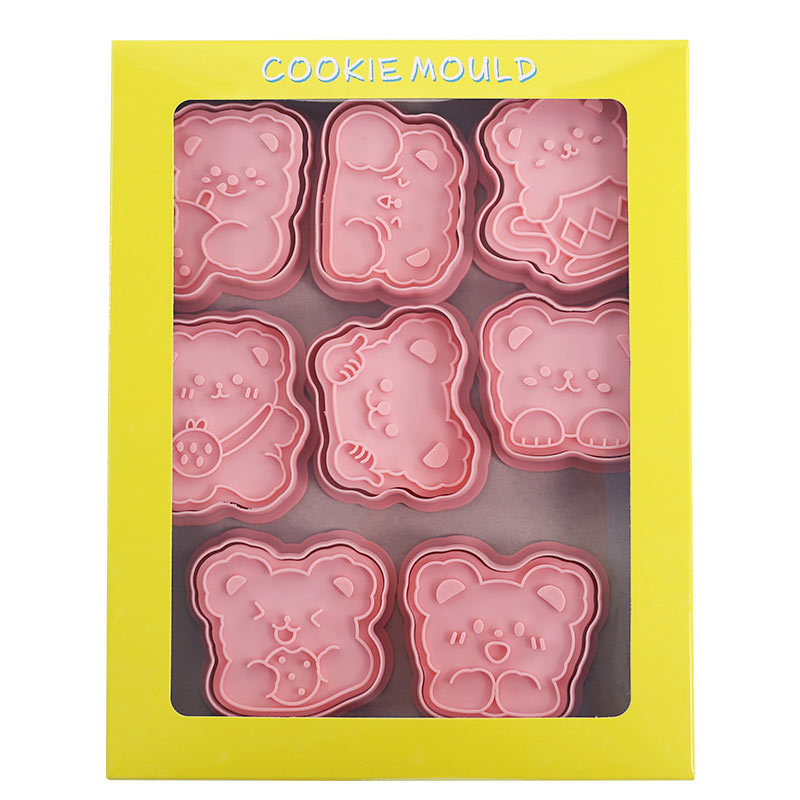Cartoon Bear biscuit mould B 3d three-dimensional pressing sugar baking tools plastic icing cookie cutting mould