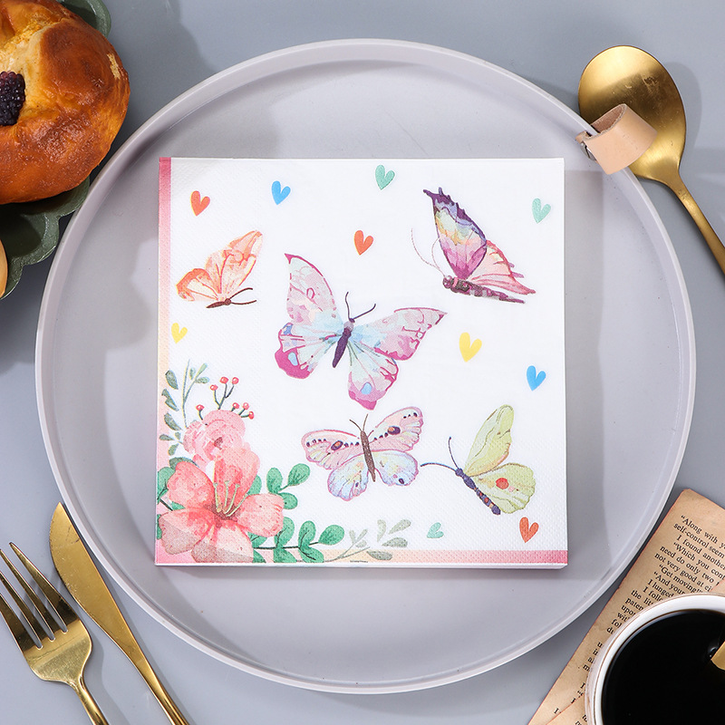 Factory cross-border in stock color printing butterfly tissue Party party party decoration disposable party supplies
