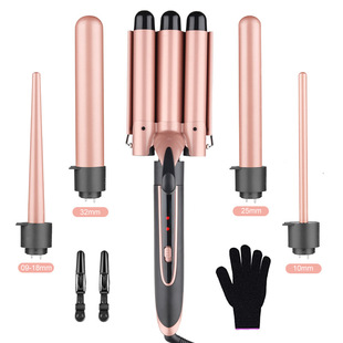 Amazon new hot multi-functional head changing hair curler LED display 5-in-1 tube changing hair curler cross-border factory